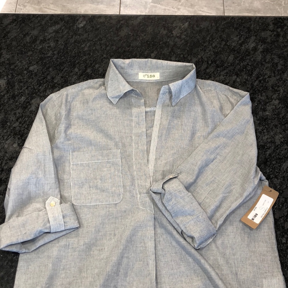 Tunic Navy/Cream Pinstrips